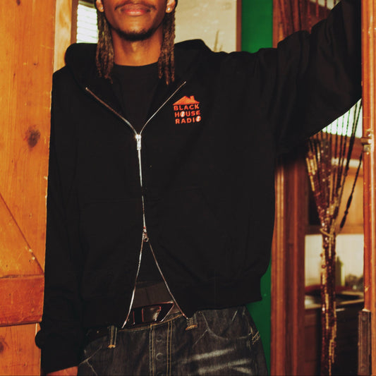 Embroidered Zip-Up Hoodie (Hazelnut & Black)